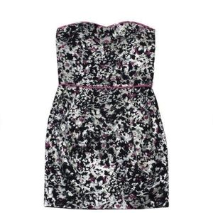 Sandro Black and Pink Metallic Strapless Dress Size 1